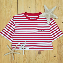 Tee Cropped Girl Riscas - Vermelha