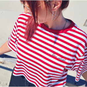 Tee Cropped Girl Riscas - Vermelha